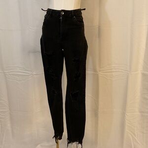 H&M Black High Rise Distressed Jeans